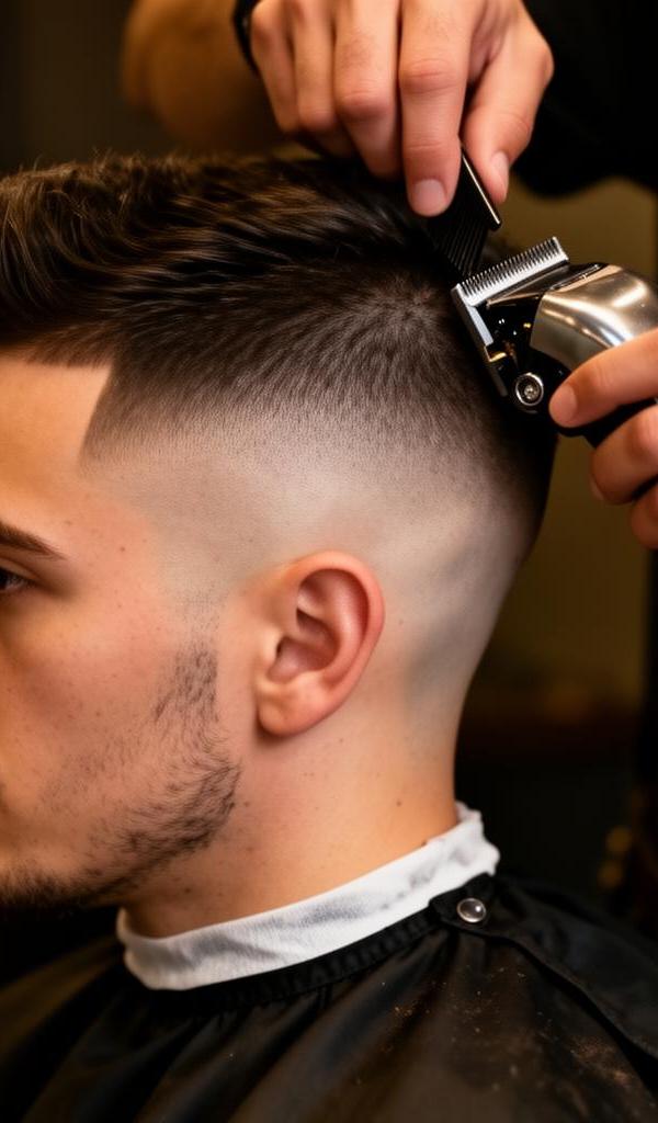 Skin fade kapsel afgewerkt door vakbarber in Barber Poort Almere